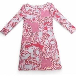 Lilly Pulitzer Marlow Pink Elephant Dress, size XXS. Pink, white and yellow.
